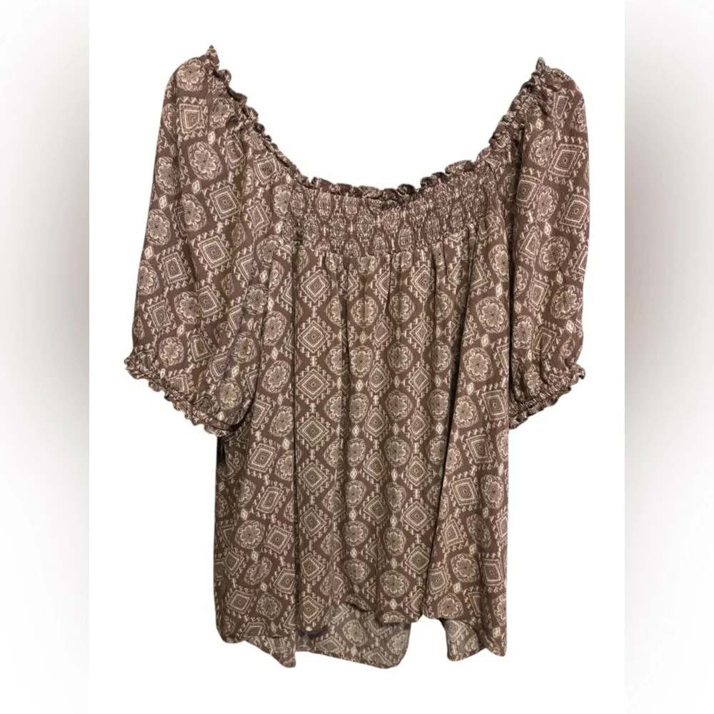 Boho Torrid Red-Brown Comfortable Blouse with Elegant and Unique Pattern